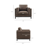 40 Inch Vegan Leather Armchair with Weathered Wood Frame