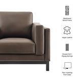 40 Inch Vegan Leather Armchair with Weathered Wood Frame