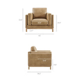 40 Inch Vegan Leather Armchair with Weathered Wood Frame