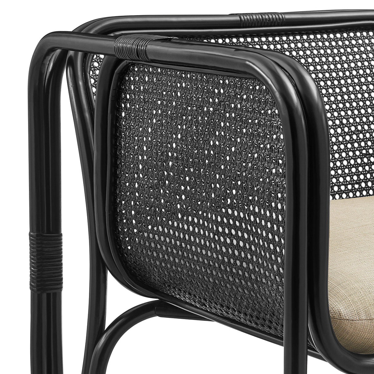30 Inch Natural Rattan Accent Armchair with Machine Washable Cushion