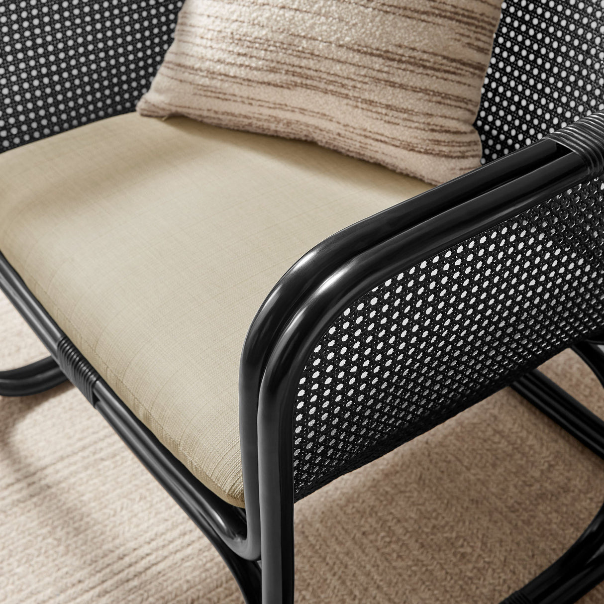 30 Inch Natural Rattan Accent Armchair with Machine Washable Cushion