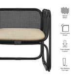 30 Inch Natural Rattan Accent Armchair with Machine Washable Cushion