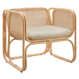 30 Inch Natural Rattan Accent Armchair with Machine Washable Cushion