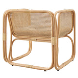 30 Inch Natural Rattan Accent Armchair with Machine Washable Cushion
