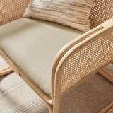 30 Inch Natural Rattan Accent Armchair with Machine Washable Cushion