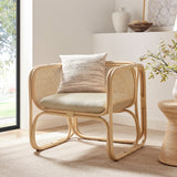 30 Inch Natural Rattan Accent Armchair with Machine Washable Cushion