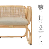 30 Inch Natural Rattan Accent Armchair with Machine Washable Cushion