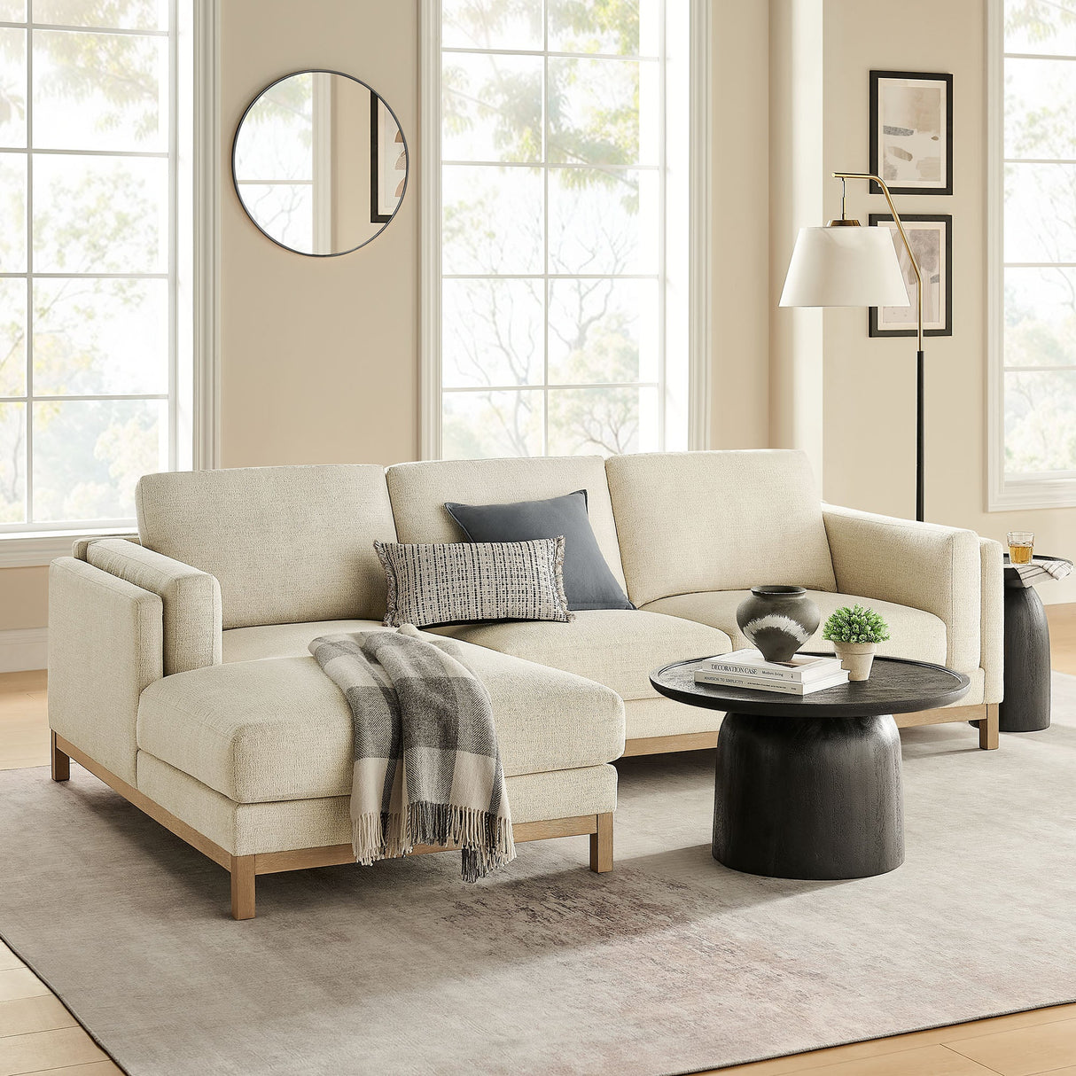 2 Piece 102" Left-Facing Fabric Sectional Sofa with Chaise