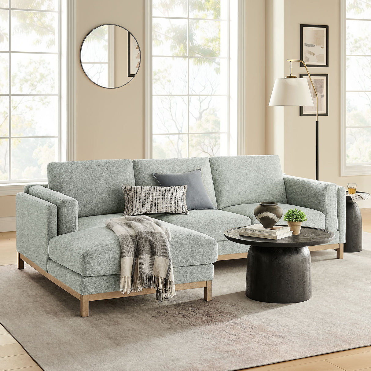 2 Piece 102" Left-Facing Fabric Sectional Sofa with Chaise
