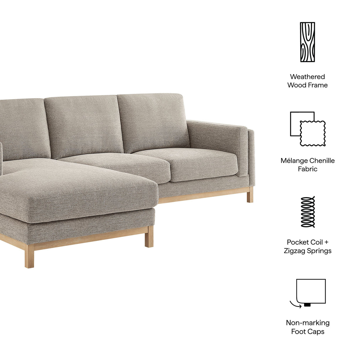 2 Piece 102" Left-Facing Fabric Sectional Sofa with Chaise