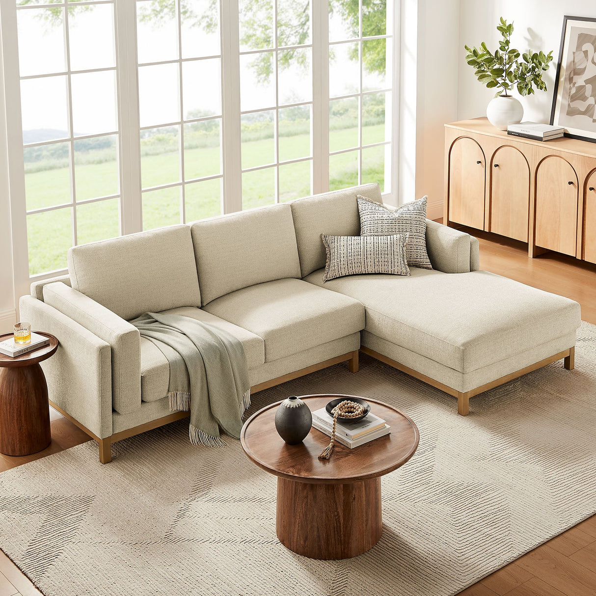 2 Piece 102" Right-Facing Fabric Sectional Sofa with Chaise