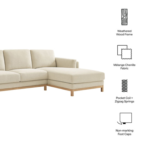 2 Piece 102" Right-Facing Fabric Sectional Sofa with Chaise