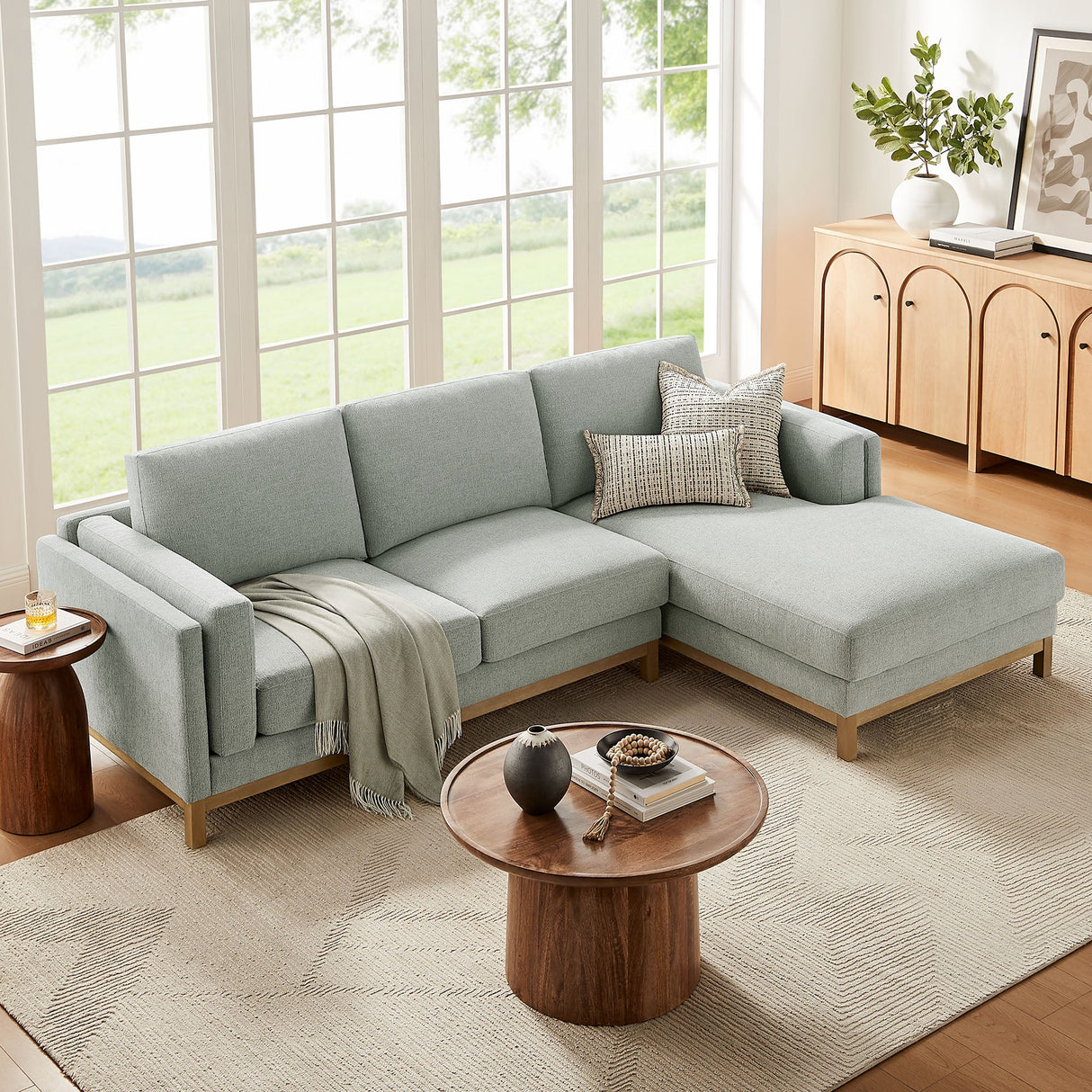 2 Piece 102" Right-Facing Fabric Sectional Sofa with Chaise