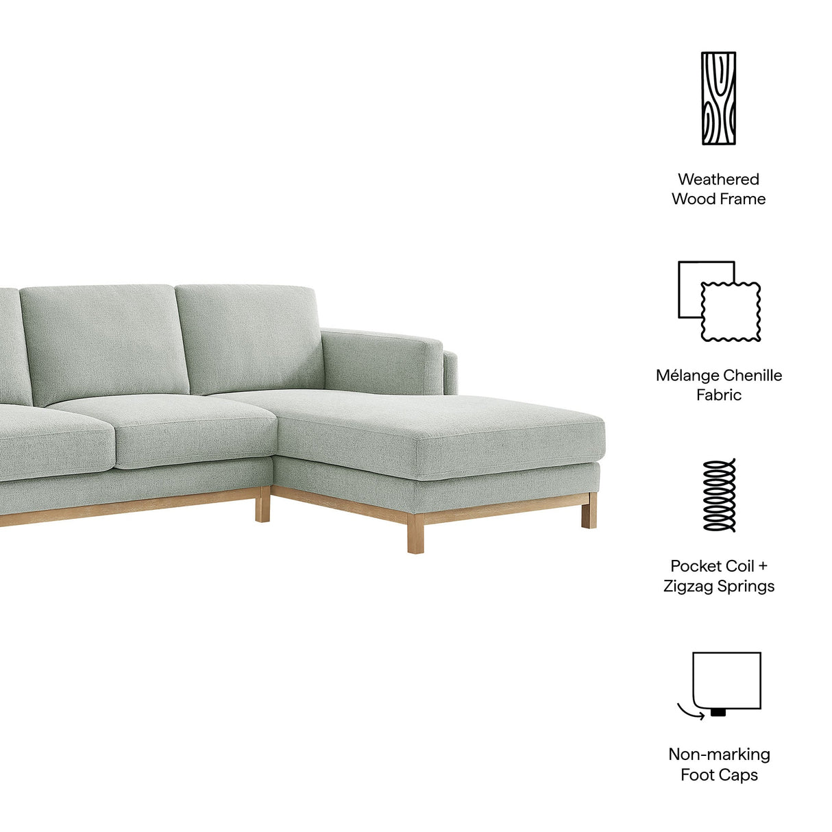 2 Piece 102" Right-Facing Fabric Sectional Sofa with Chaise