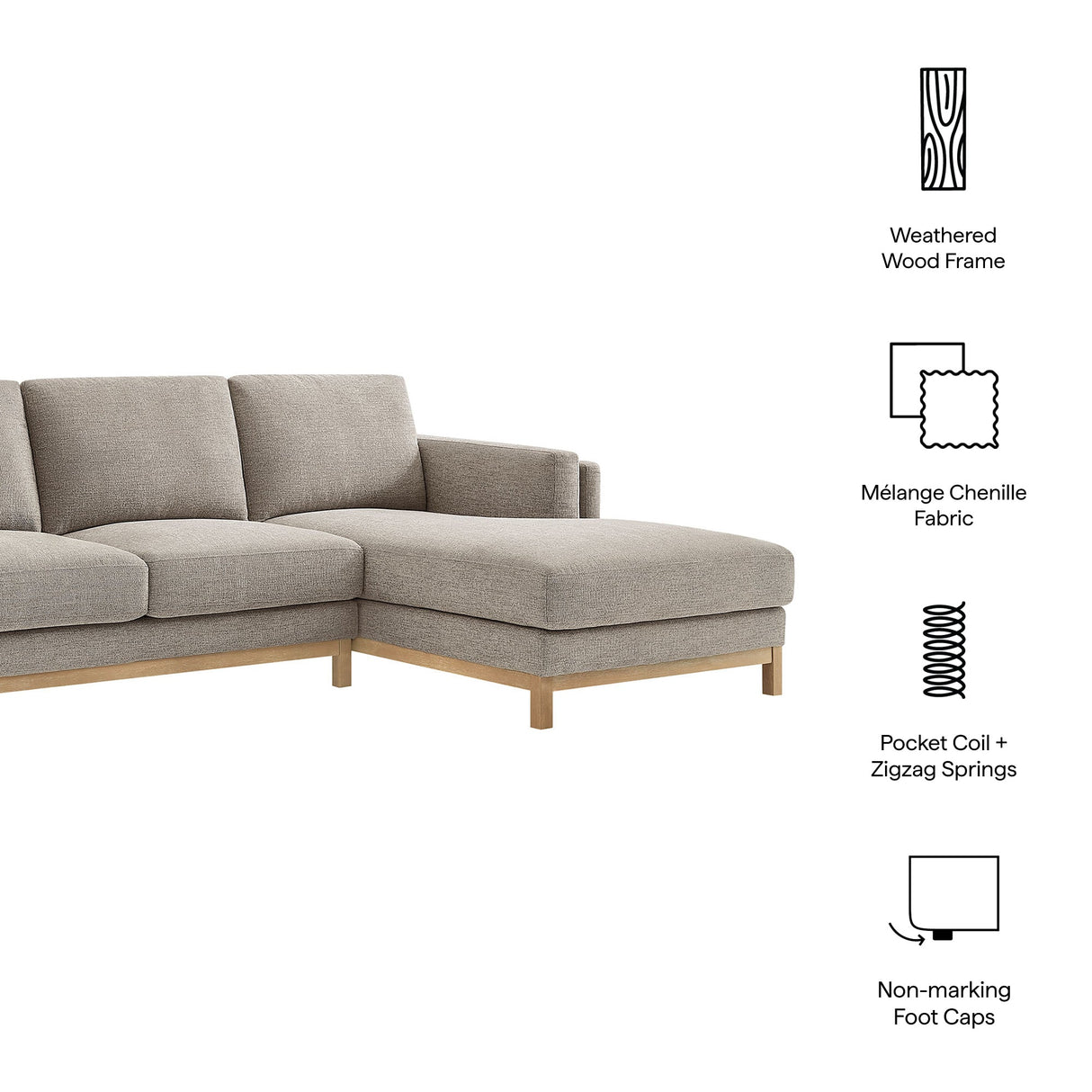2 Piece 102" Right-Facing Fabric Sectional Sofa with Chaise