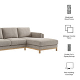 2 Piece 102" Right-Facing Fabric Sectional Sofa with Chaise