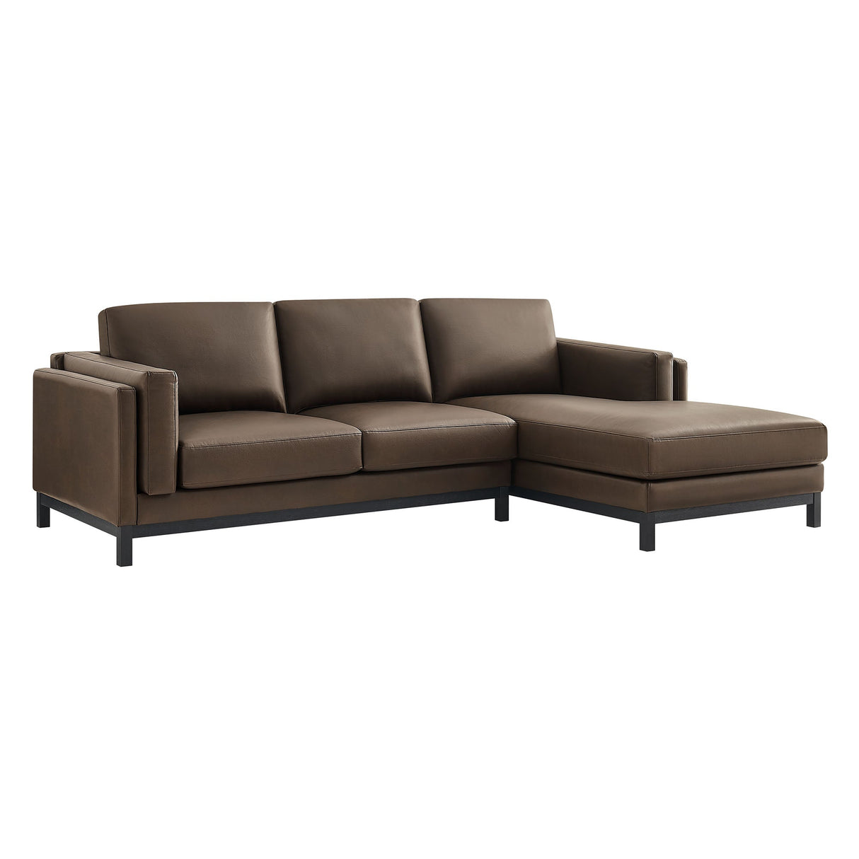 2 Piece 102" Right-Facing Vegan Leather Sectional Sofa with Chaise
