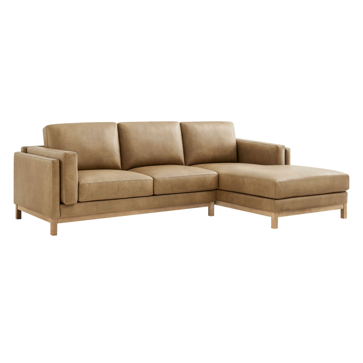 2 Piece 102" Right-Facing Vegan Leather Sectional Sofa with Chaise