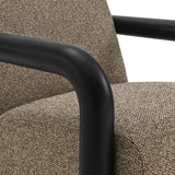 30 Inch Lattice Boucle Accent Chair with Rounded Wood Arms