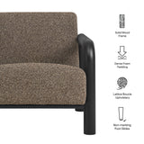 30 Inch Lattice Boucle Accent Chair with Rounded Wood Arms