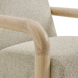 30 Inch Lattice Boucle Accent Chair with Rounded Wood Arms
