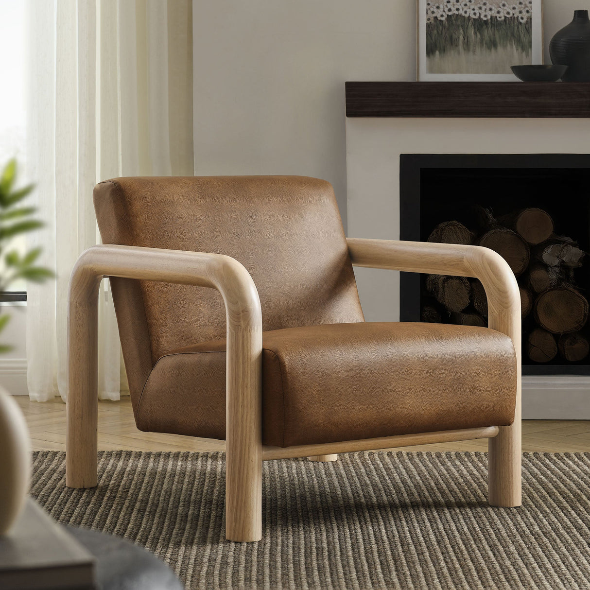31 Inch Vegan Leather Accent Chair