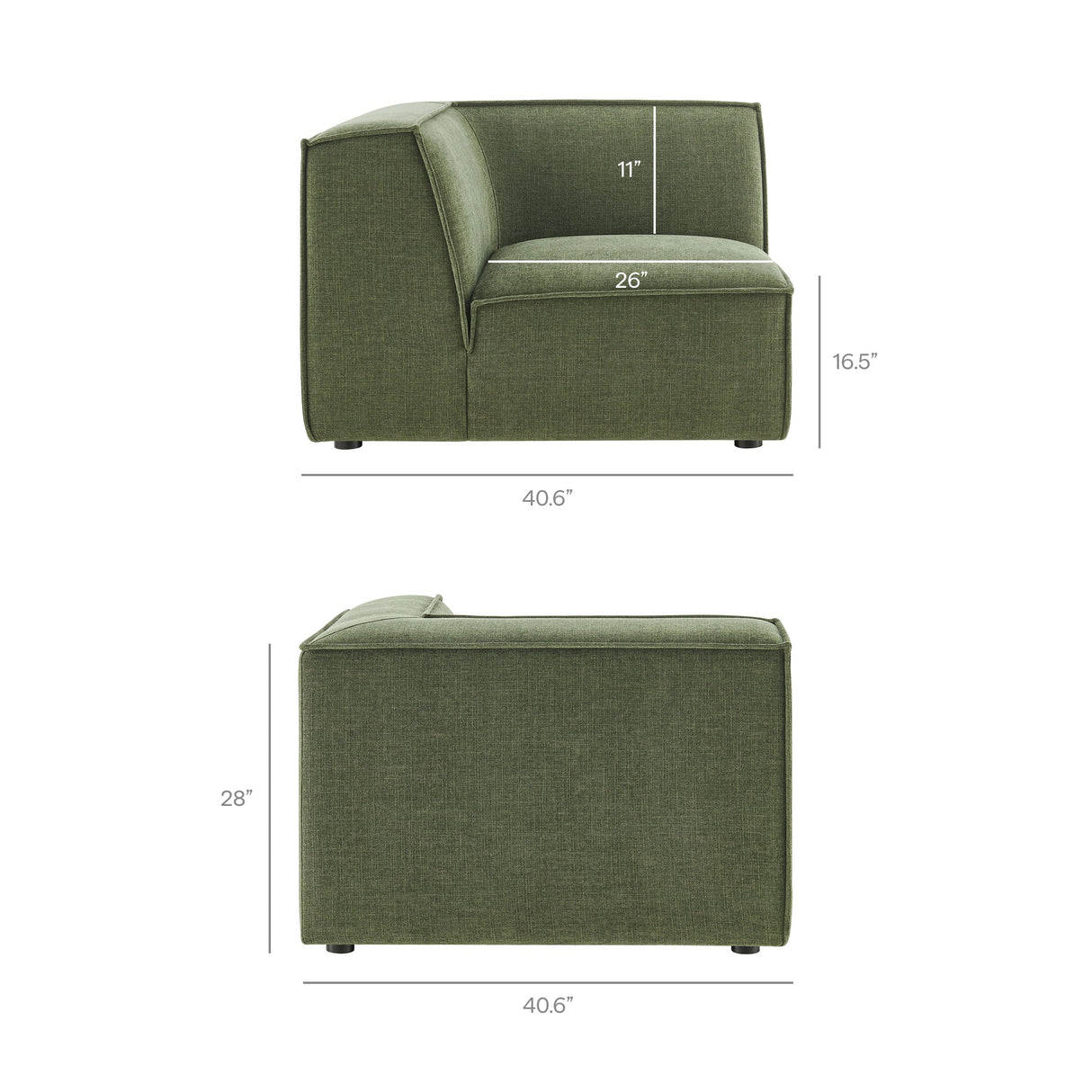 41 Inch Performance Fabric Corner Modular Sectional Armchair
