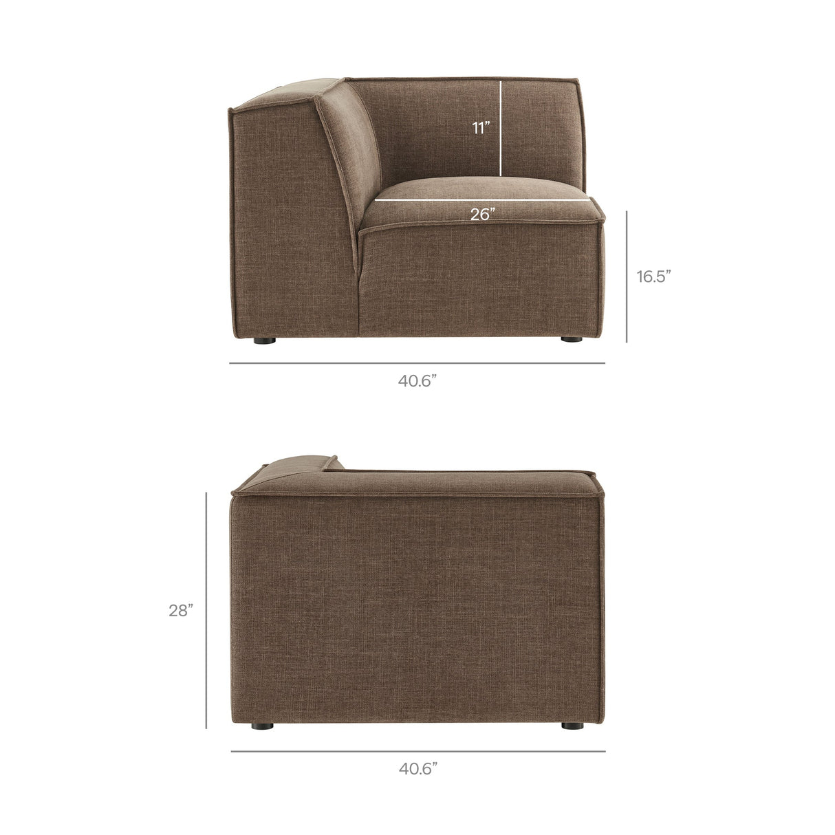 41 Inch Performance Fabric Corner Modular Sectional Armchair