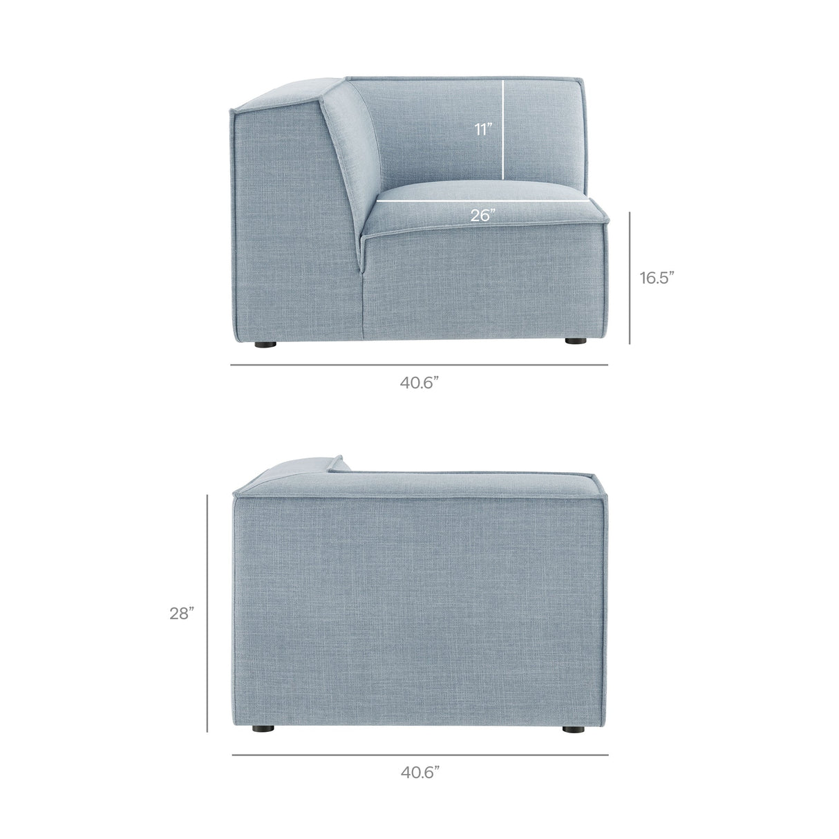 41 Inch Performance Fabric Corner Modular Sectional Armchair