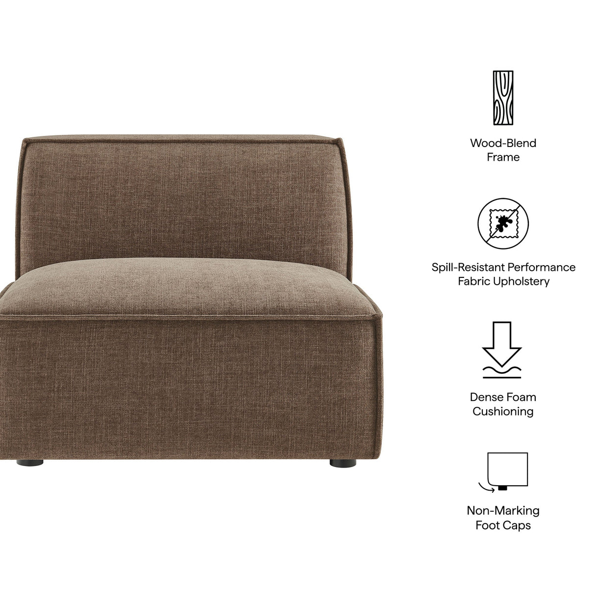 41 Inch Performance Fabric Armless Modular Sectional Chair