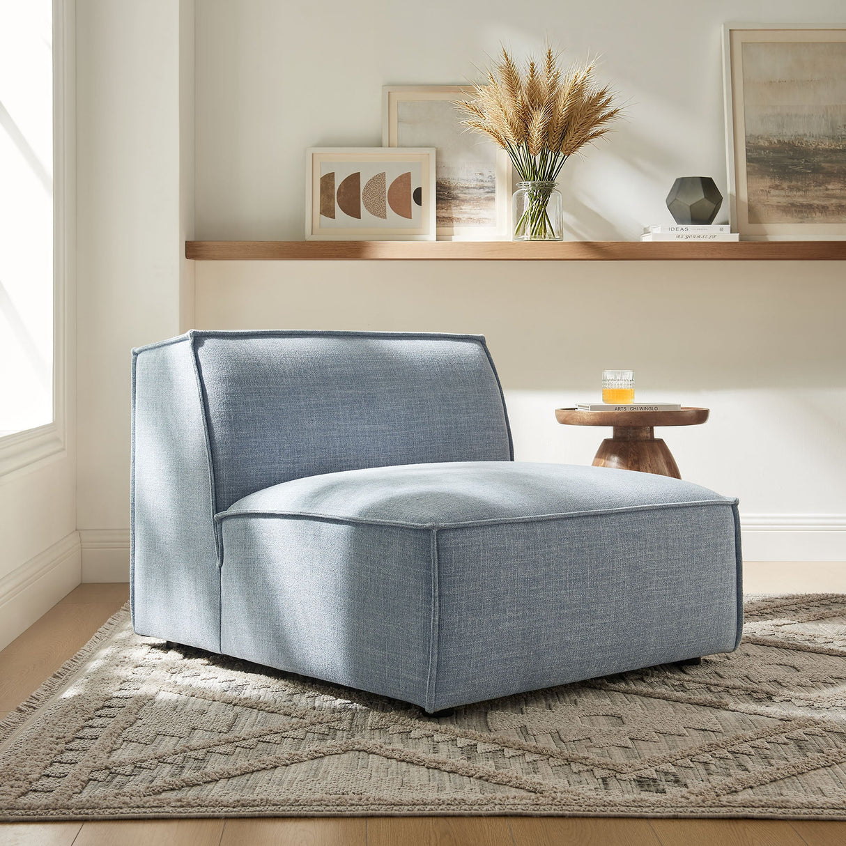 41 Inch Performance Fabric Armless Modular Sectional Chair