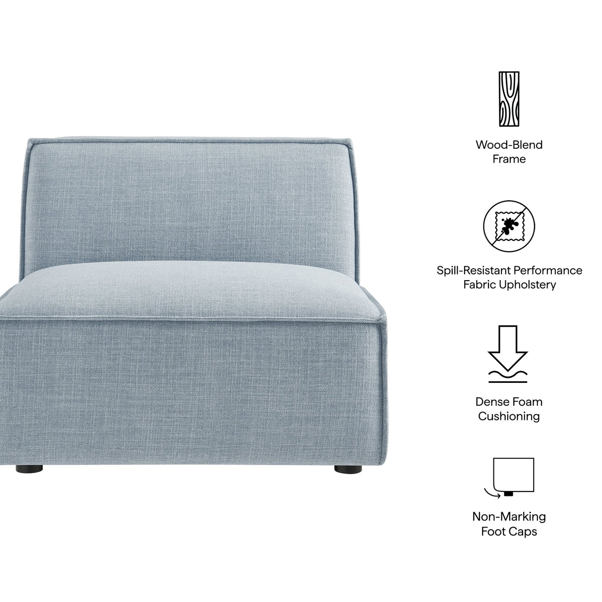 41 Inch Performance Fabric Armless Modular Sectional Chair