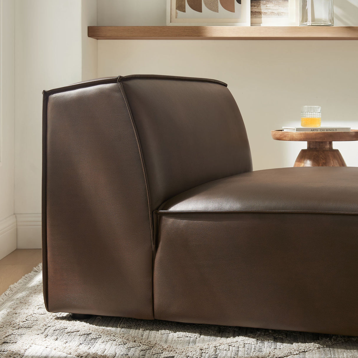 41 Inch Vegan Leather Armless Modular Sectional Chair