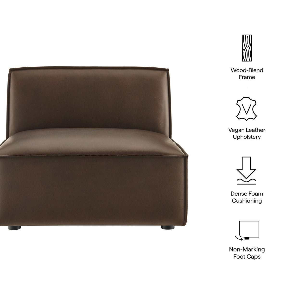 41 Inch Vegan Leather Armless Modular Sectional Chair