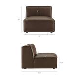 41 Inch Vegan Leather Armless Modular Sectional Chair
