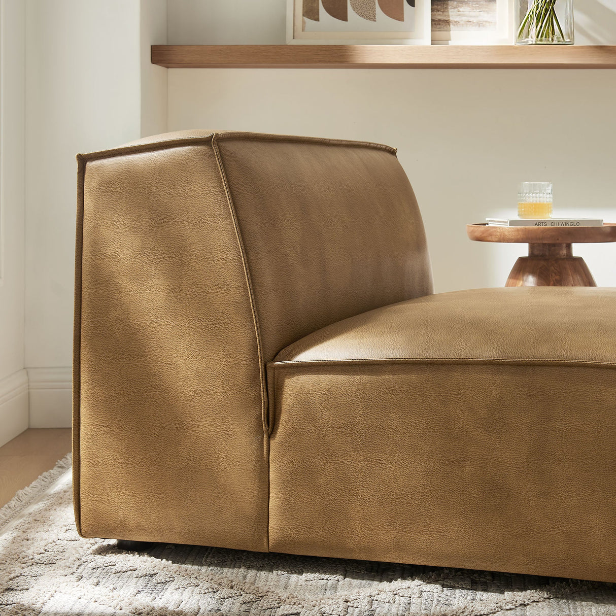 41 Inch Vegan Leather Armless Modular Sectional Chair