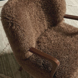 28 Inch Mid-Century Modern Faux High-Pile Shearling Accent Armchair with Wood Frame