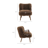 28 Inch Mid-Century Modern Faux High-Pile Shearling Accent Armchair with Wood Frame