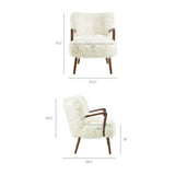 28 Inch Mid-Century Modern Faux High-Pile Shearling Accent Armchair with Wood Frame