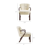 31 Inch Mid-Century Modern Faux Shearling Accent Armchair with Sculptural Wood Frame