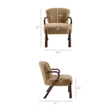 31 Inch Mid-Century Modern Faux Shearling Accent Armchair with Sculptural Wood Frame