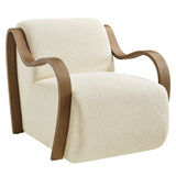 29 Inch Lattice Boucle Fabric Accent Armchair