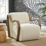 29 Inch Lattice Boucle Fabric Accent Armchair
