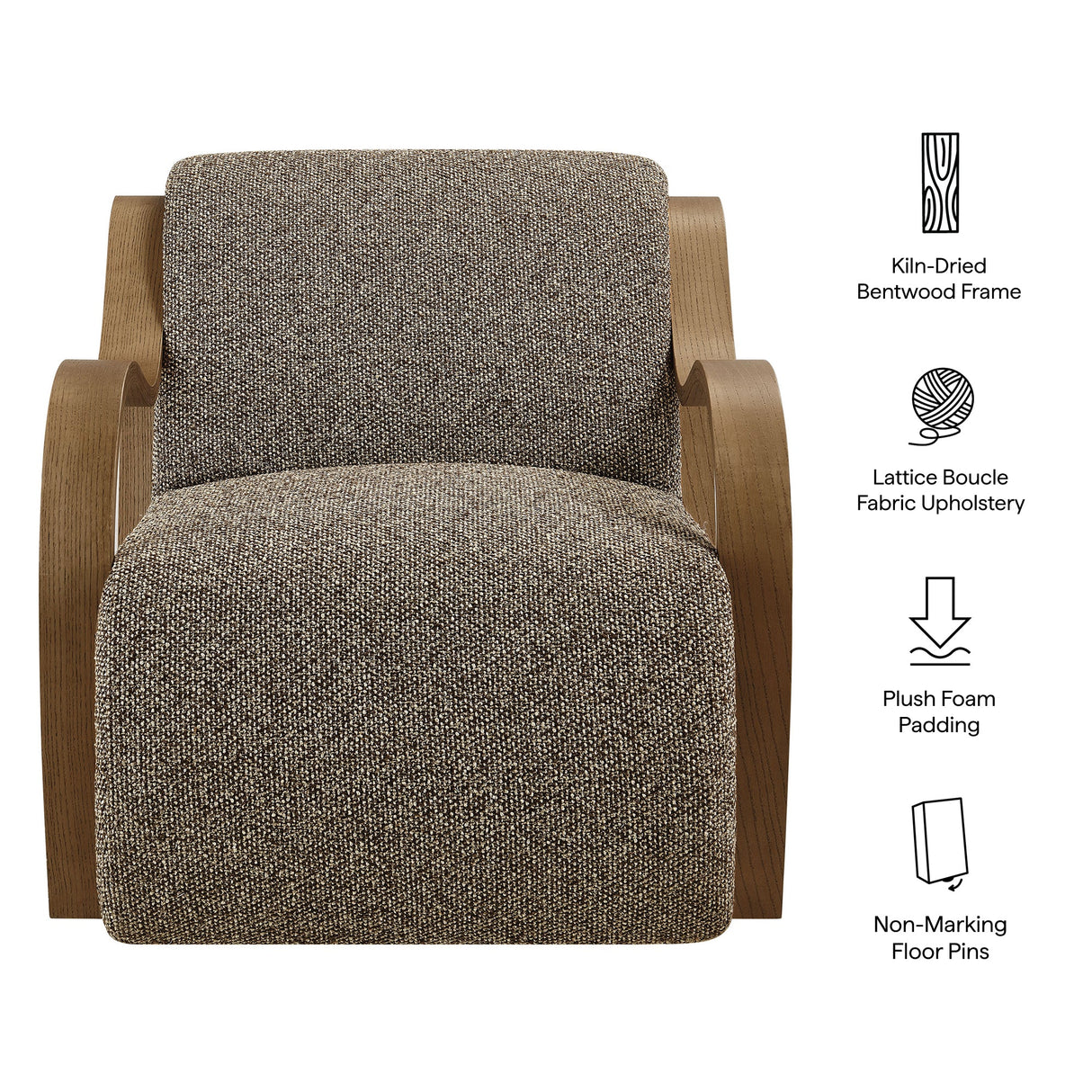 29 Inch Lattice Boucle Fabric Accent Armchair