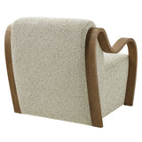 29 Inch Lattice Boucle Fabric Accent Armchair