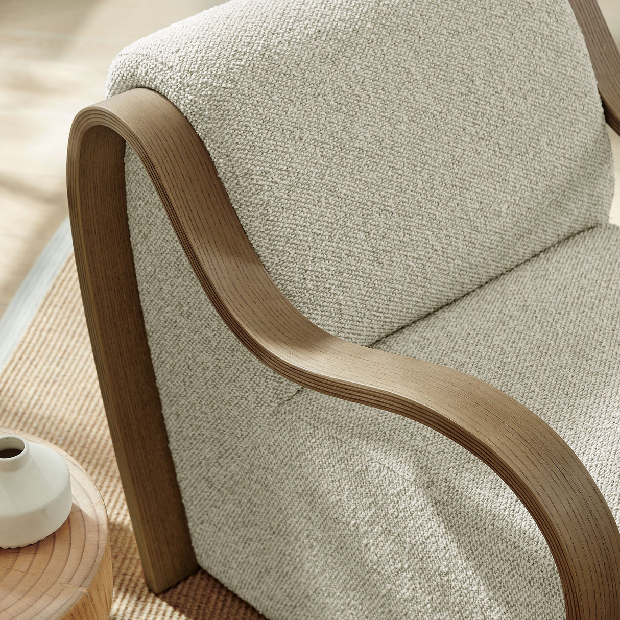 29 Inch Lattice Boucle Fabric Accent Armchair