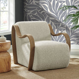 29 Inch Lattice Boucle Fabric Accent Armchair