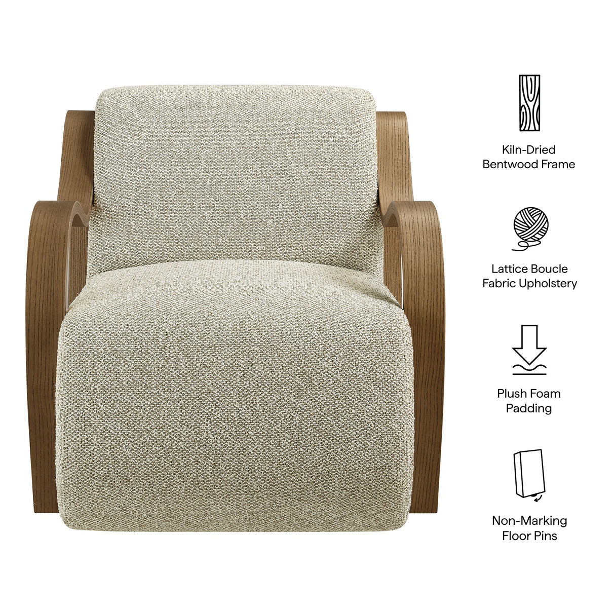 29 Inch Lattice Boucle Fabric Accent Armchair
