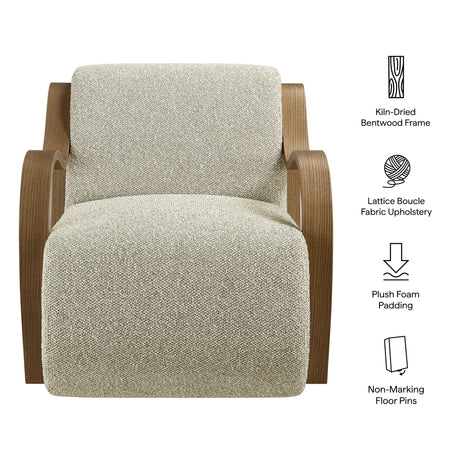 29 Inch Lattice Boucle Fabric Accent Armchair