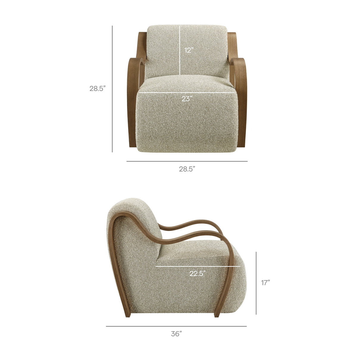 29 Inch Lattice Boucle Fabric Accent Armchair